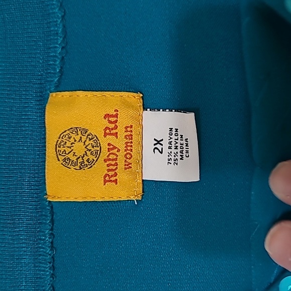 Ruby Rd women's teal sweater with sequins size 2X - Picture 4 of 7